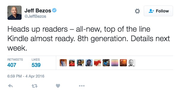 new kindle jeff Bezos tweet