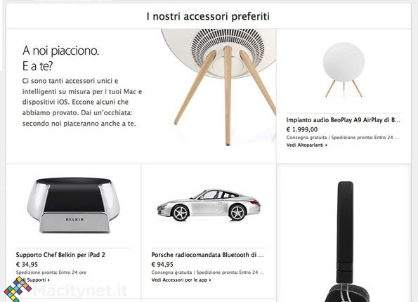 Rinnovata la grafica di Apple Store online: ora grande enfasi sugli accessori