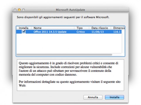 aggiornamento office