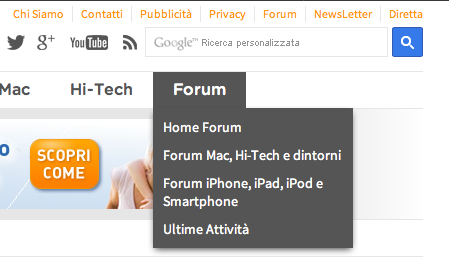 Il menu del forum su macitynet.it