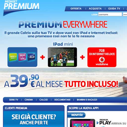 Vodafone e Mediaset Premium, Tv e calcio a casa e su tablet