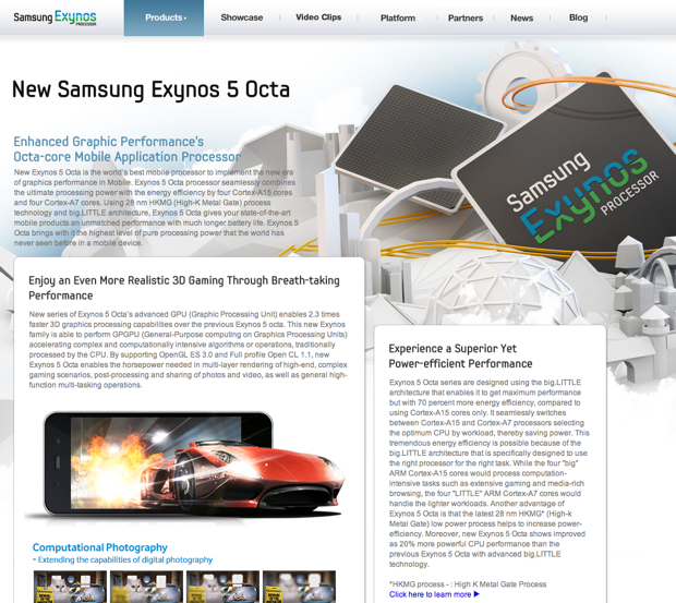 Samsung Exynos 5 Octa, svelato il nuovo processore mobile con 8 core di calcolo e 6 core grafici Samsung Exynos 5 Octa