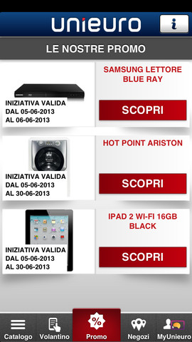 Nuova app Unieuro: volantini e sconti speciali per gli utenti iPhone app Unieuro