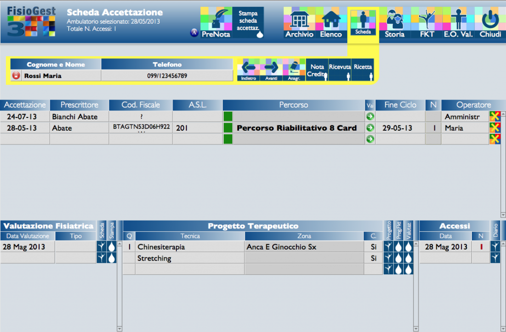 FisioGest3_scheda accettazione