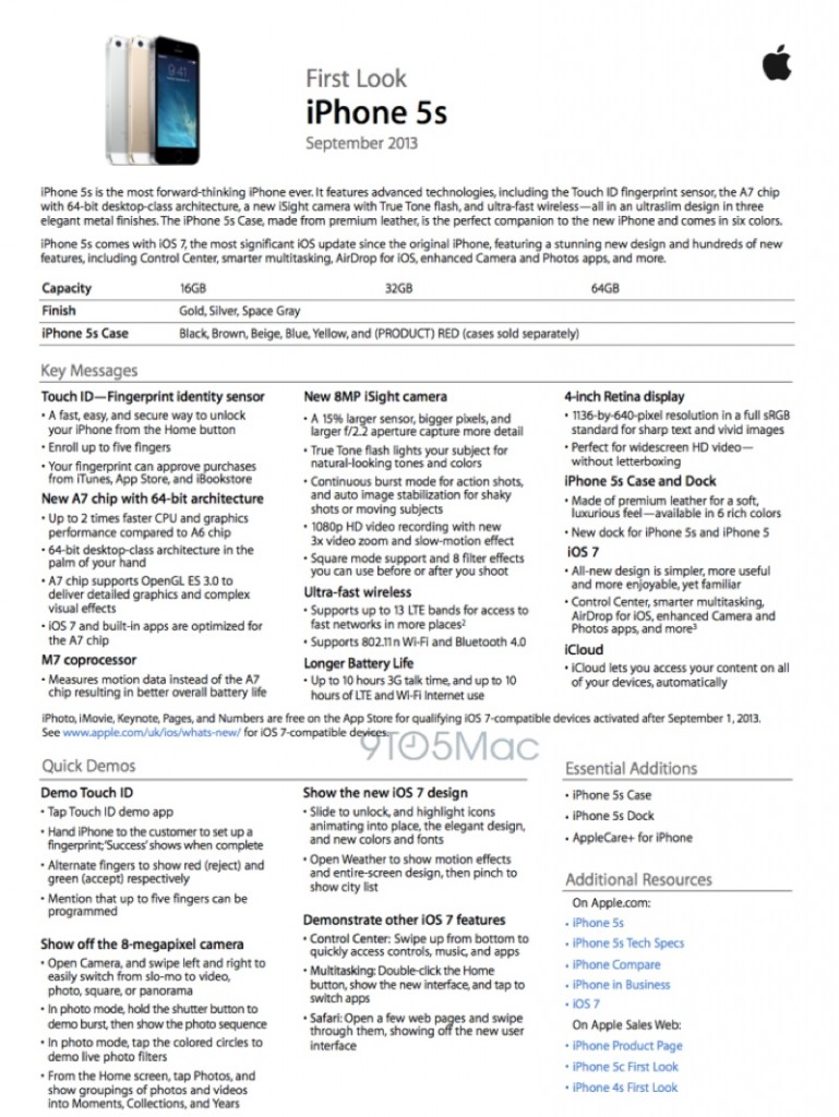 iPhone 5s guida dipendenti Apple Store