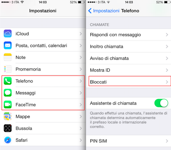 Bloccare un numero di telefono o un contatto