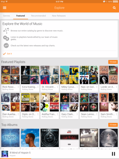 Google Play Music su iPad