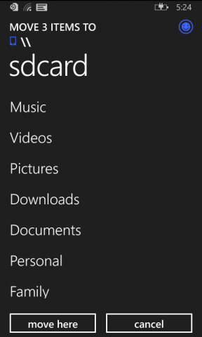 File Manager su Windows Phone