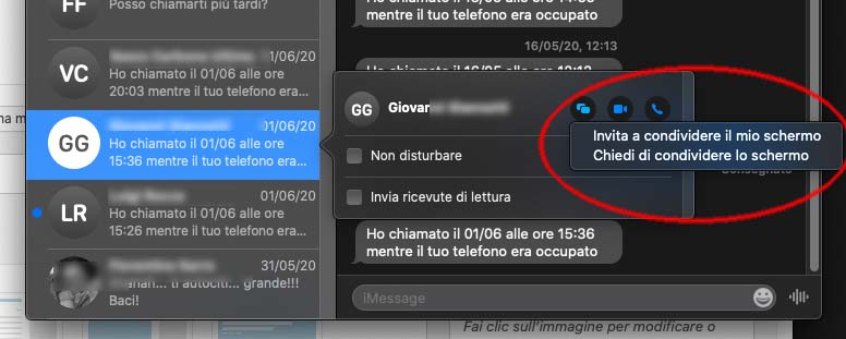 Messaggi macOS, videoconferenza e condivisione facile dello schermo