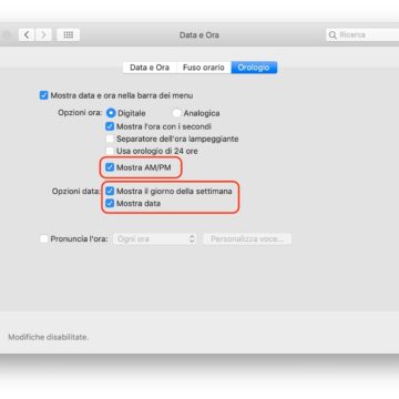 Orologio su Mac: come personalizzarlo con Sole, Luna e giorno della settimana