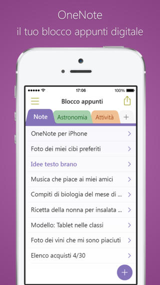 aggiornamento per OneNote