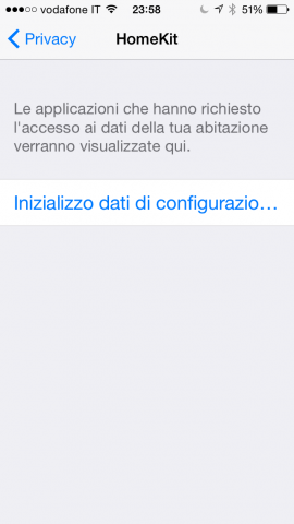 aggiunto homekit in privacy