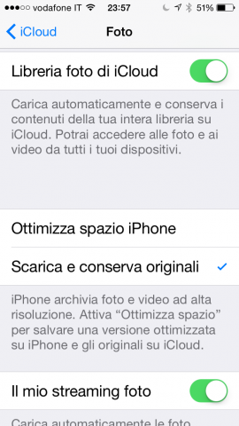 nuova opzione foto icloud
