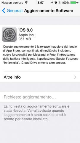 aggiornamento ad iOS 8