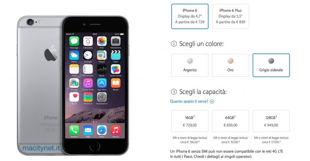 Prezzi iPhone 6 e iPhone 6 Plus: prevendita in Italia dal 26 settembre ...