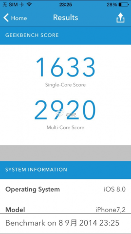 test iphone 6 geekbench 2
