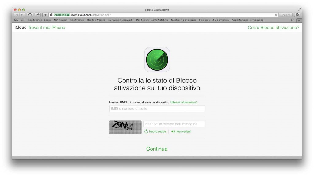 Controllo blocco attivazione