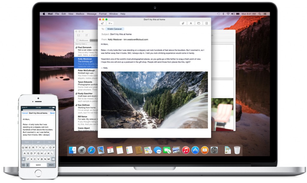 La tecnologia Handoff permette di iniziare ad esempio a scrivere una mail sull’iPhone e passare al Mac senza perdere il filo.