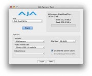 Il Test AJA mostra i valori di trasferimento dati in modalità sequenziale.