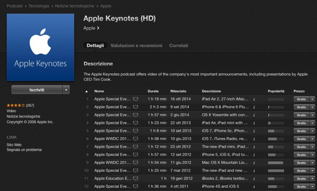 Keynote Apple ottobre 2014