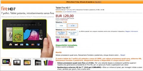 Amazon Fire HD 7 sconto 40 euro 800