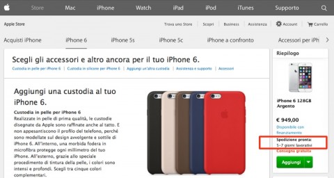 Tempi di spedizione iPhone 6 800