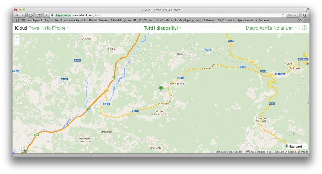 "Trova il mio iPhone" sfrutta ancora le mappe di Google per visualizzare su una cartina i dispositivi dell'utente.