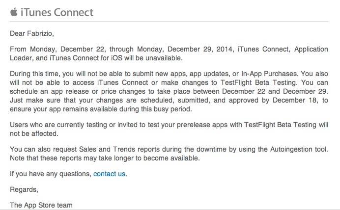 iTunes Connect chiude