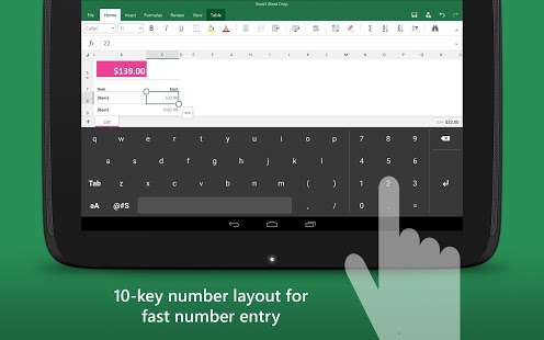 tastiera microsoft excel per android 3