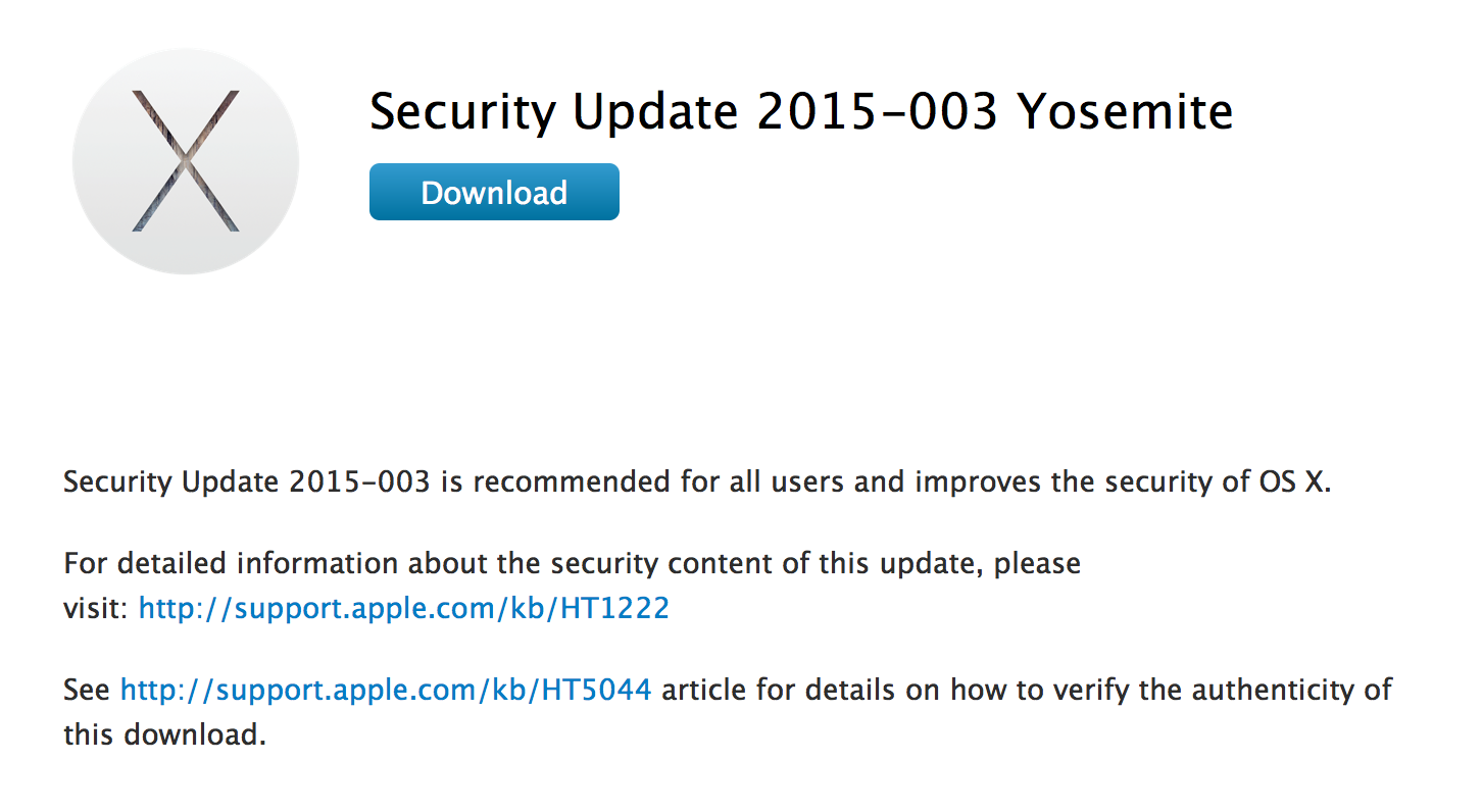 aggiornamento sicurezza per OS X