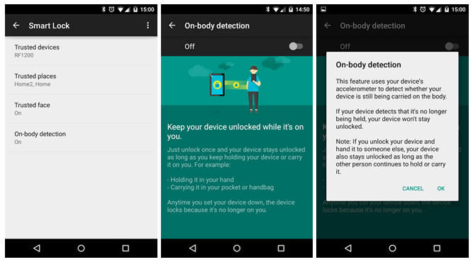 on body detection android
