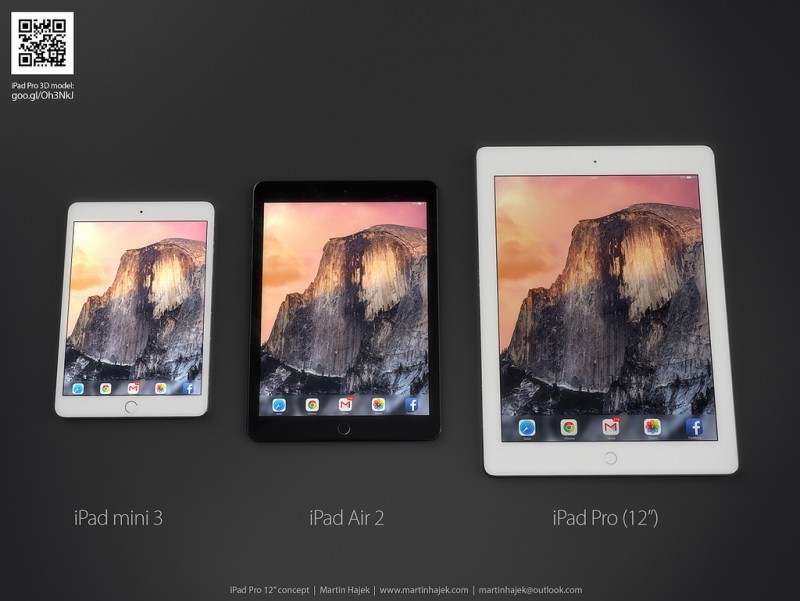 Rendering dell'ipotetico iPad Pro (Martin Hajek).