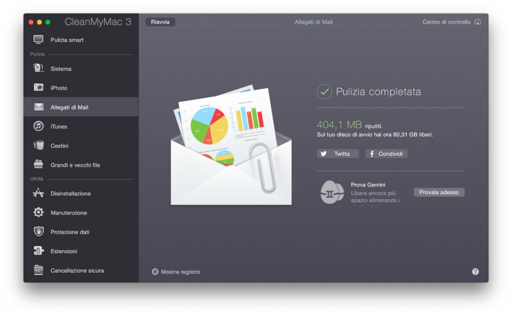 cancellare tutti gli allegati