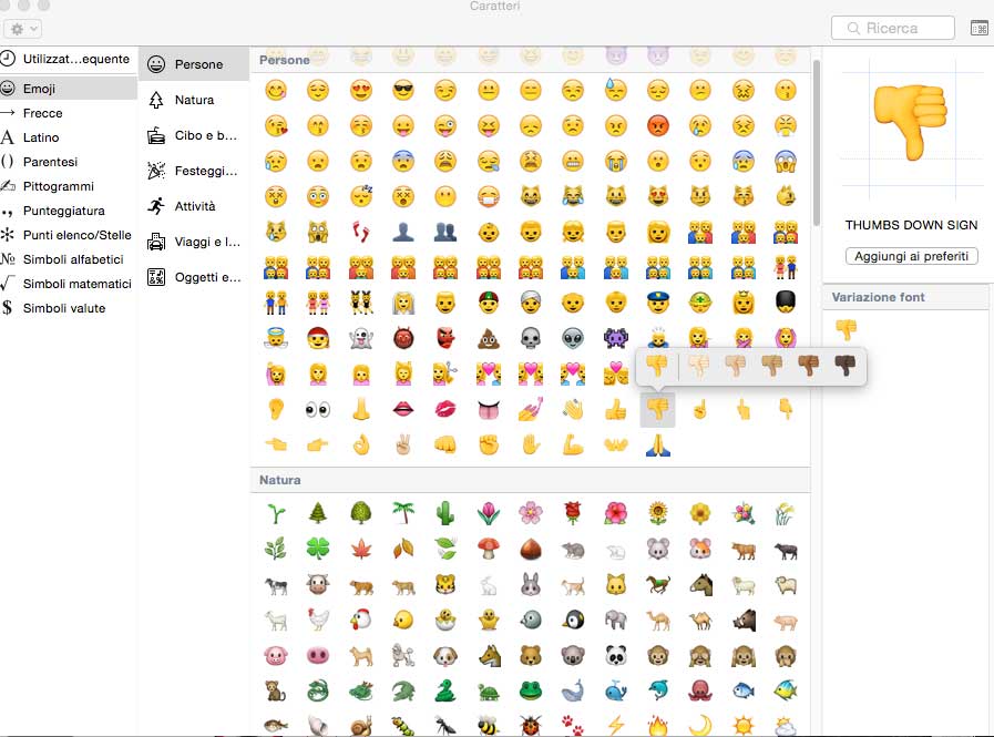 OS X 10.10.3 Alcuni dei nuovi caratteri Emoji