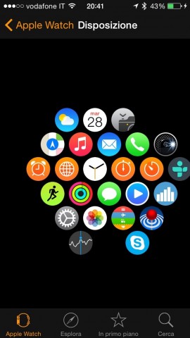 apple watch disposizione app