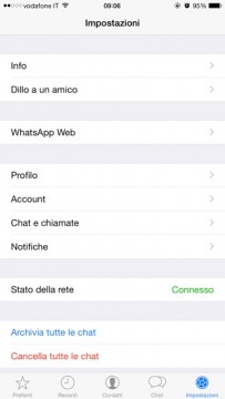 impostazioni di whatsapp su iOS