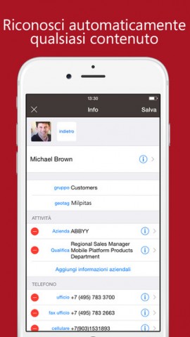 ABBYY Business Card Reader per iOS 2