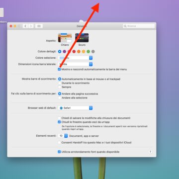 Barra dei menu, in OS X El Capitan appare e scompare come la Dock
