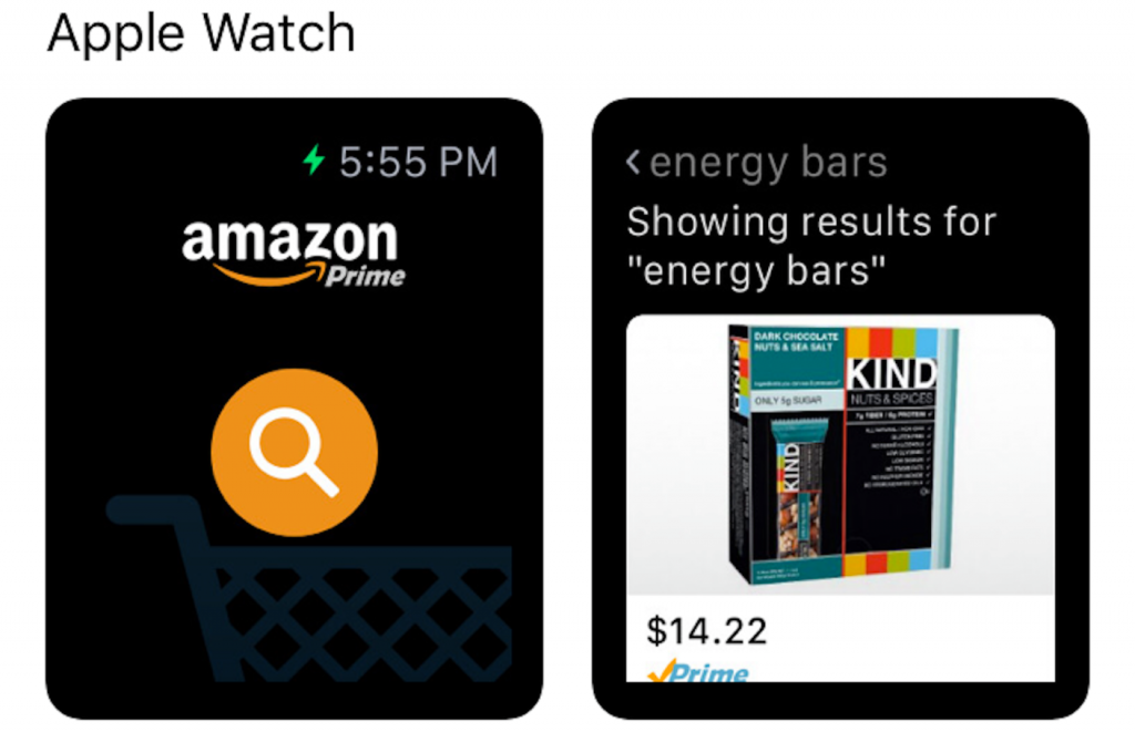 screenshot delle applicazioni per Apple Watch