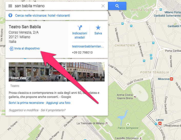 google maps invio al dispositivo