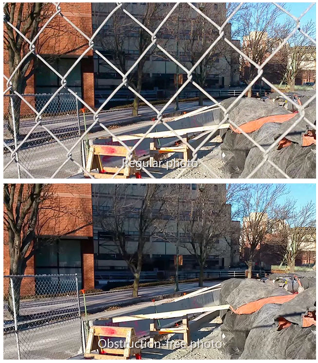 fotografia con e senza rete davanti