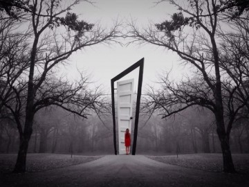 porta deformata nel bosco