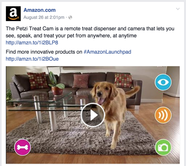 post di amazon su petz treat cam su facebook