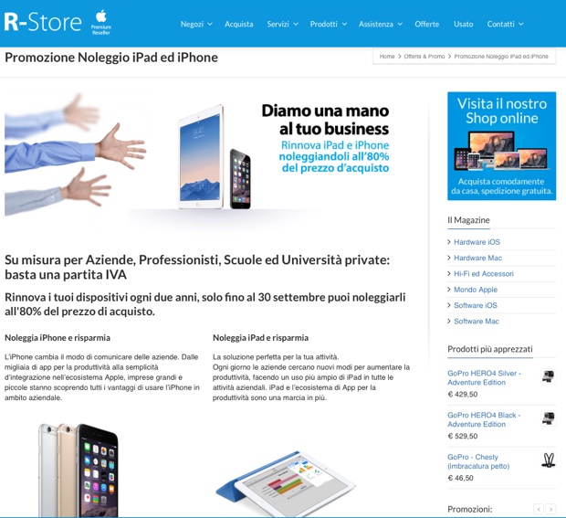 r-store noleggio partita Iva