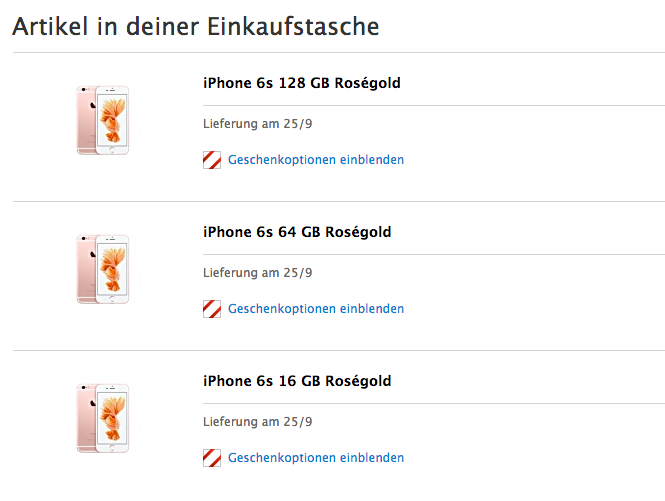 date di consegna preordine apple iphone 6s germania