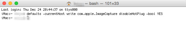 impedire a Foto per OS X di aprirsi automaticamente terminale
