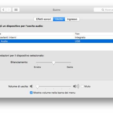 Le uscite audio sono riconosciute automaticamente