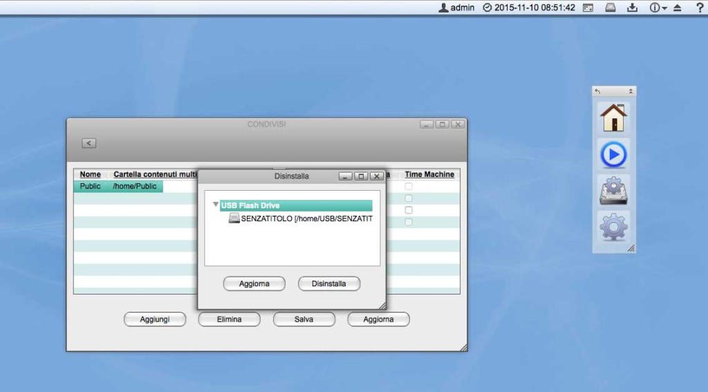 La funzione che consente di espellere un volume collegato via USB