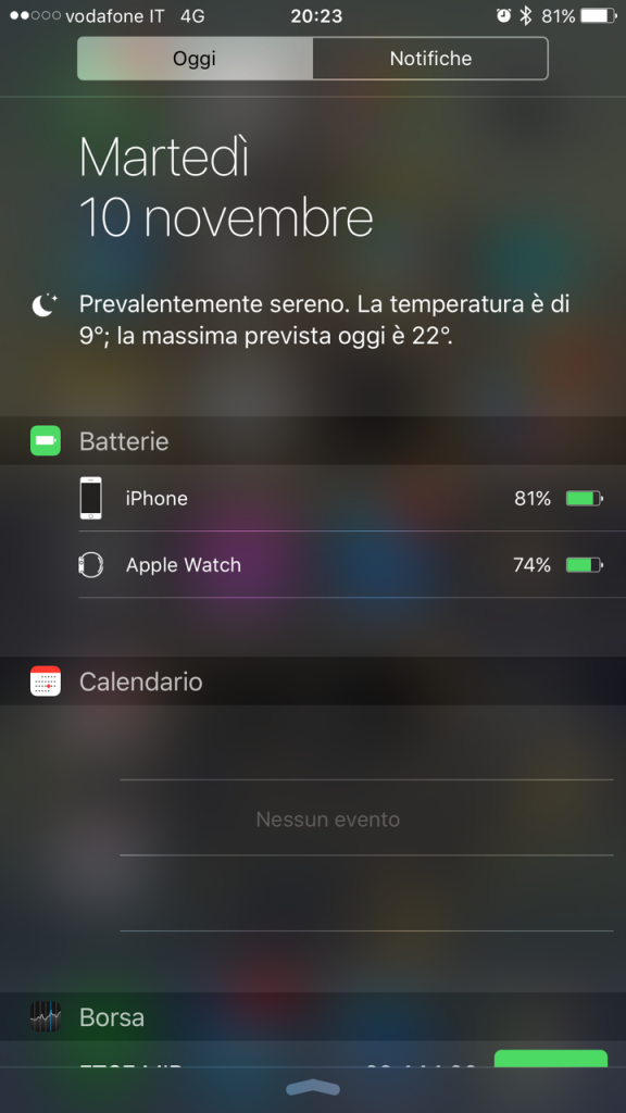 Widget batteria