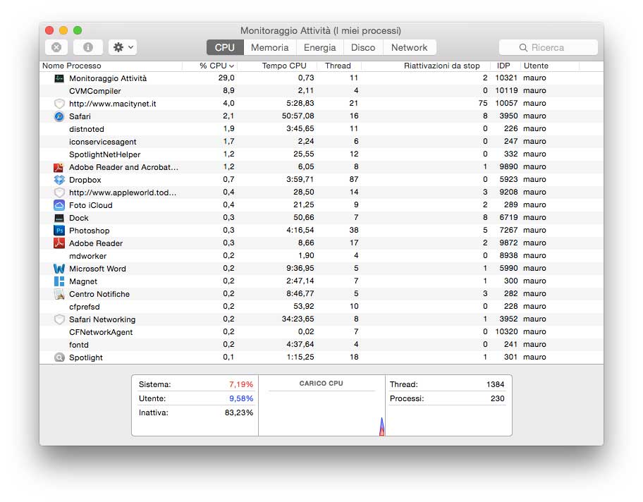 Monitoraggio attività